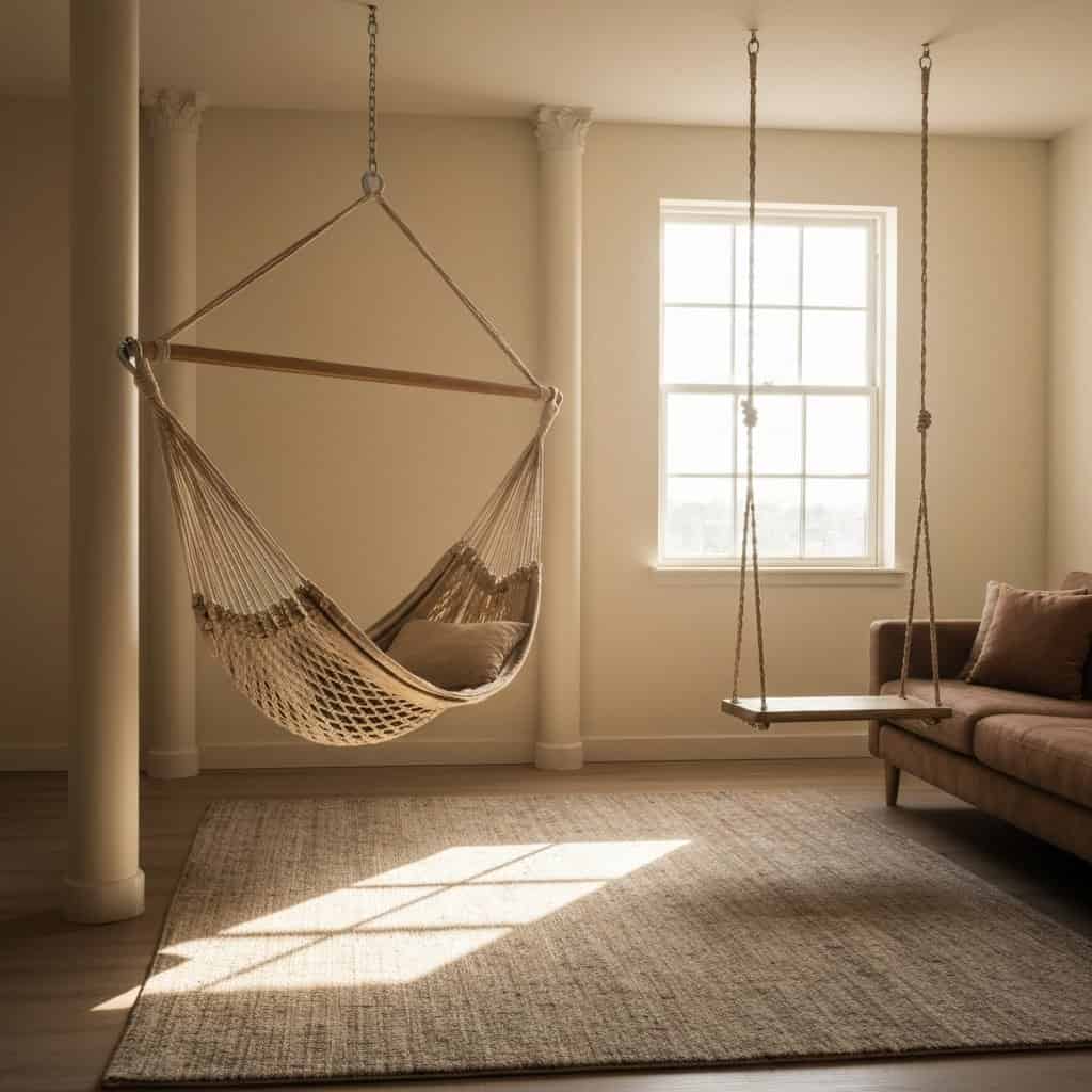 Nietypowe meble w pokoju: hamak i huśtawka jako stylowe dodatki
